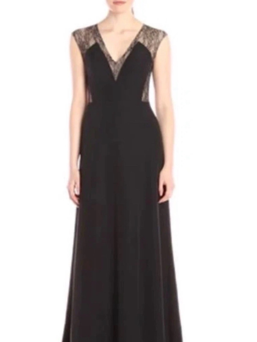 Aidan Mattox black lace evening gown dress size 6 maxi formal prom